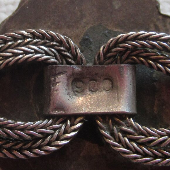 Deep Red Carnelian, 900 Silver 4 - Strand Chain Bracelet, Antique/Vintage - Picture 7 of 15